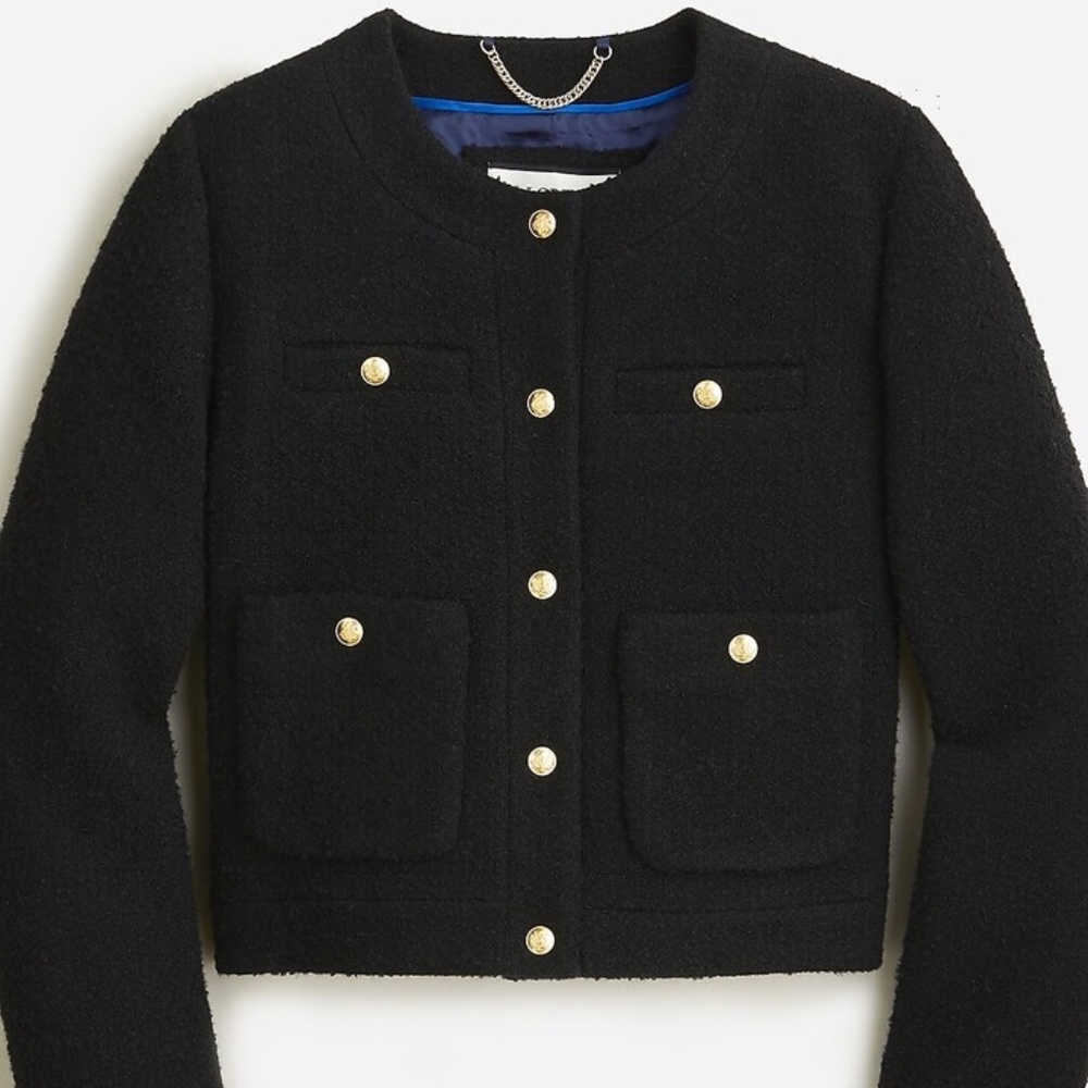 J.Crew Collection Cropped Lady Jacket in Italian Wool-Blend Bouclé